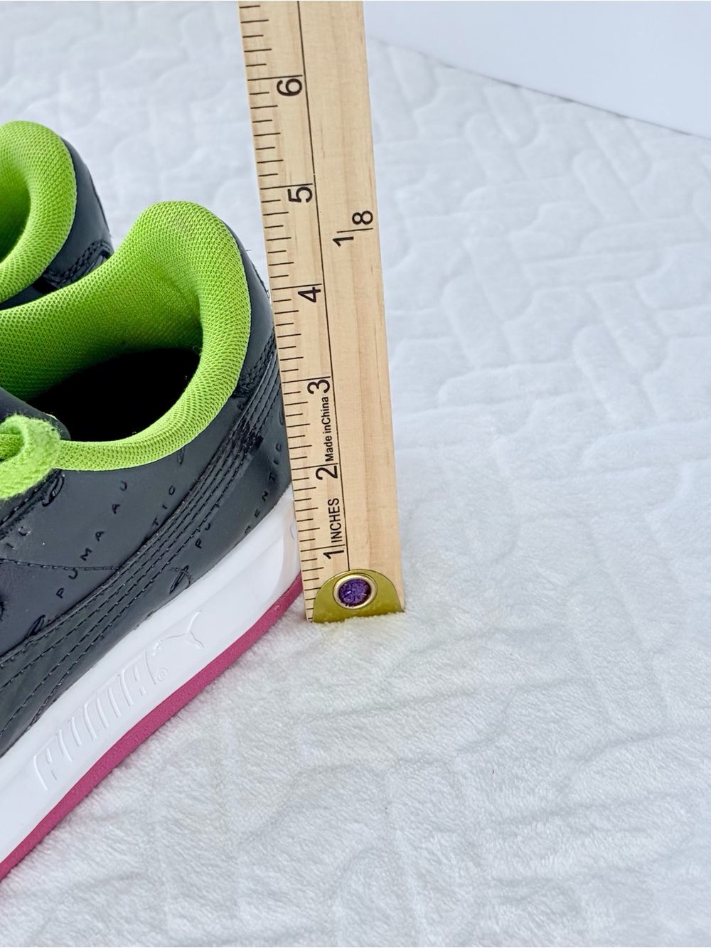 Puma California color block Sneakers gray with Neon Green Laces Women’s Size 8 - Picture 9 of 10